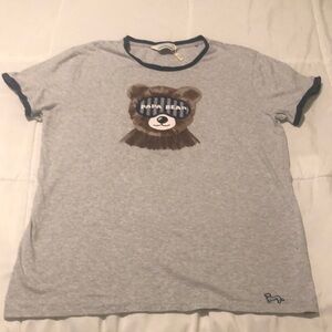 NWT Peter Alexander Papa Bear heather gray & navy T-shirt ribbing dad shirt
